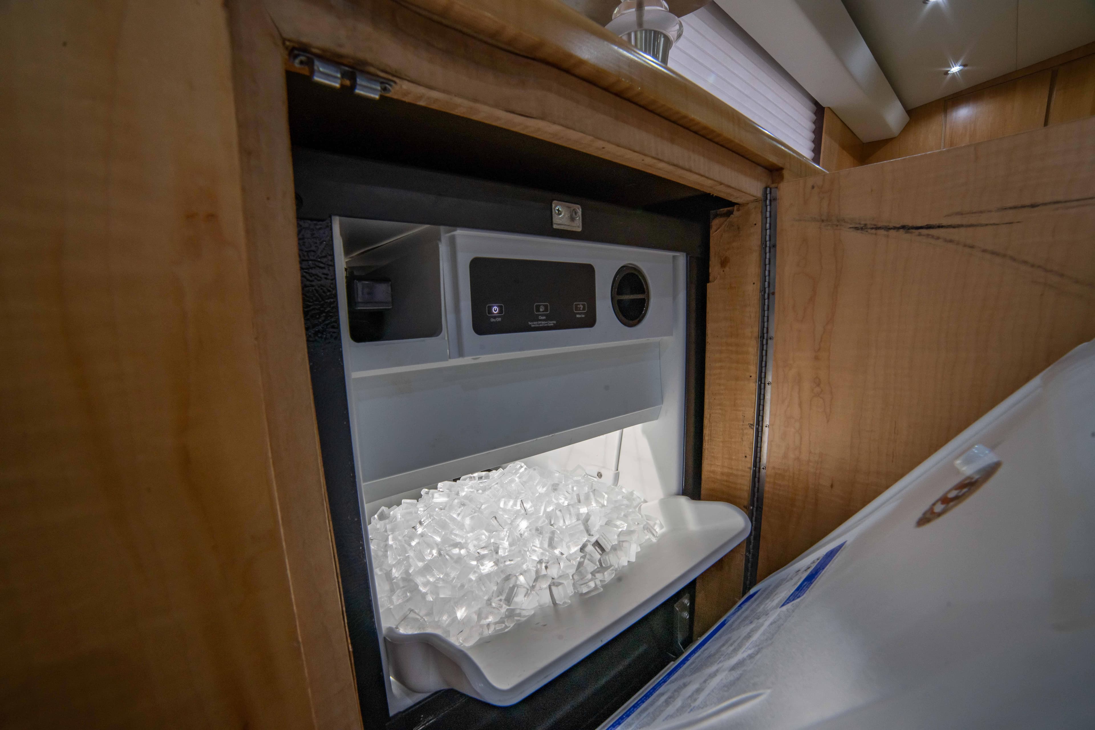 Ice maker inside 1996 Donzi 72 Custom Convertible yacht.