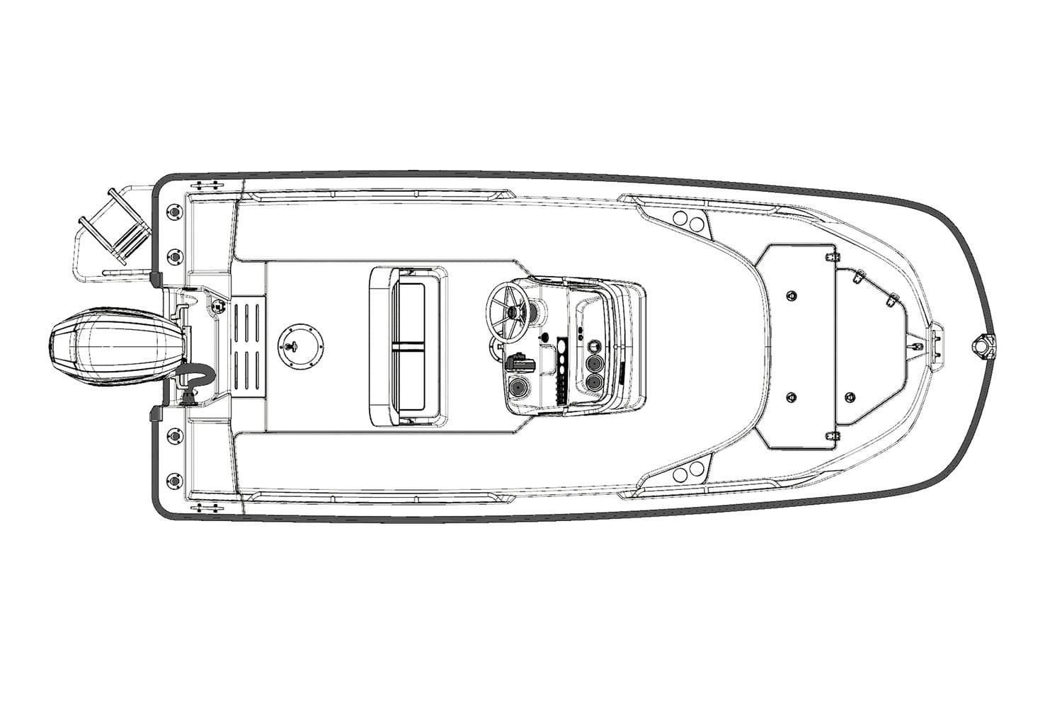 Manufacturer Provided Image: Top view schematic of 2025 Boston Whaler 170 Montauk boat design.