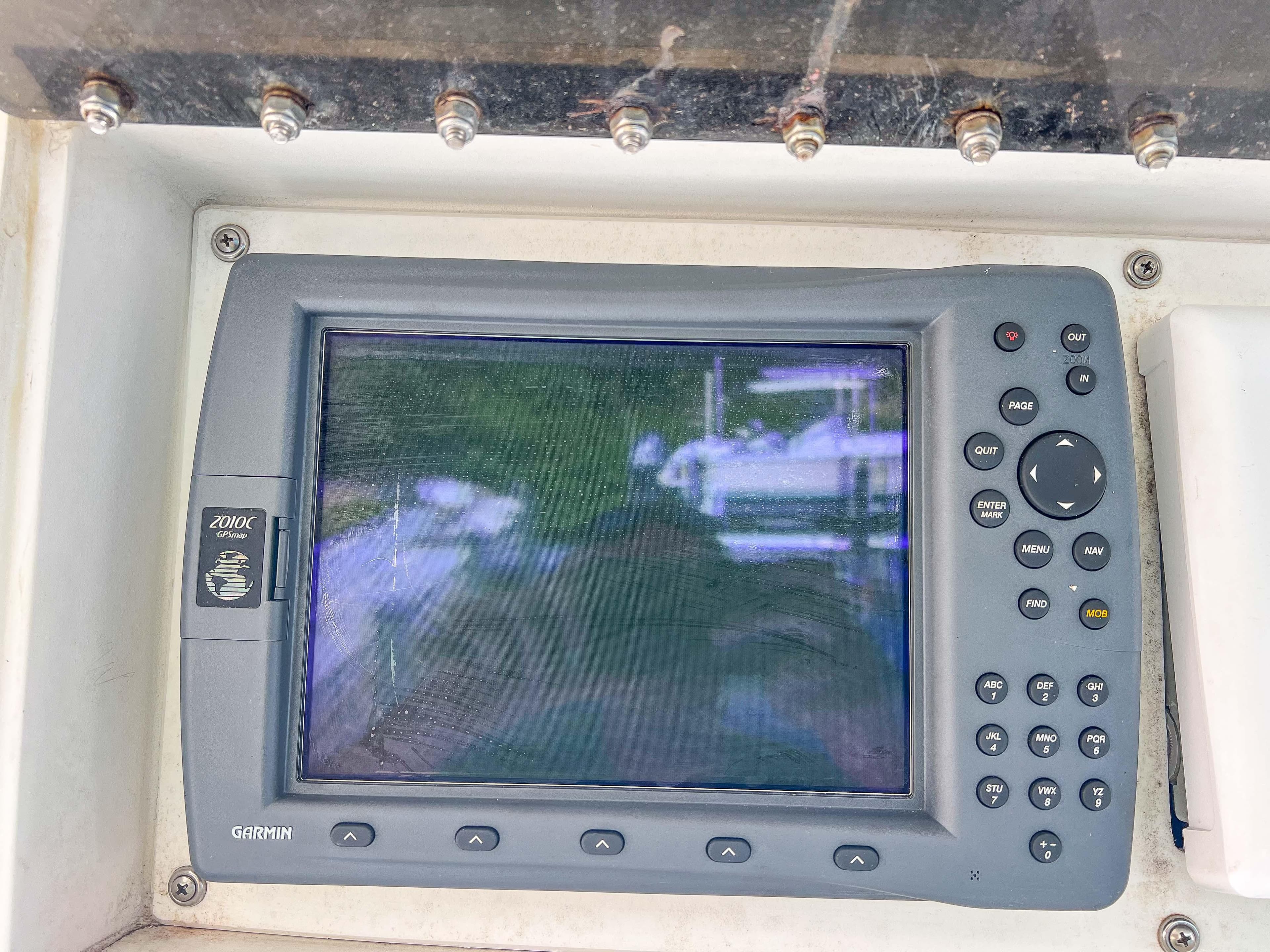 Garmin navigation system on a 2000 Luhrs 400 Convertible boat.